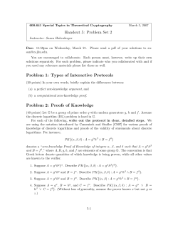 Handout 5: Problem Set 2 Problem 1: Types of Interactive Protocols