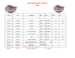 Boys Soccer Game Schedule 2016