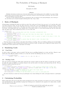 The Probability of Winning at Blackjack