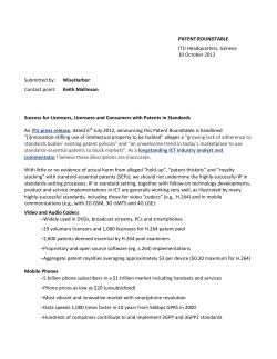 PATENT ROUNDTABLE ITU Headquarters, Geneva 10 October