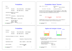 Probabilities Probabilities: Bayes` Theorem Probabilities Apples and