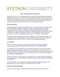 State Authorization and Accreditation Stetson University, Inc. is an