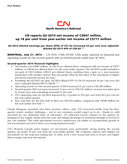 CN reports Q2-2014 net income of C$847 million, up 18 per cent