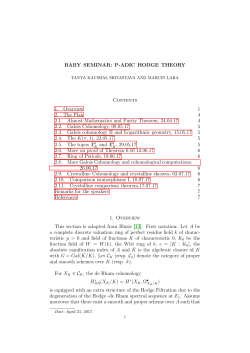 BABY SEMINAR: P-ADIC HODGE THEORY Contents 1. Overview 1