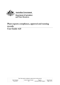 Plant exports compliance, approval and running records User Guide