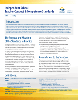 Independent School Teacher Conduct and Competence Standards