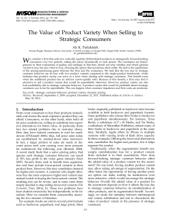 The Value of Product Variety When Selling to - UNC