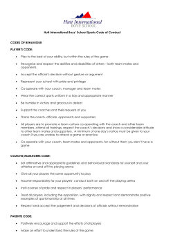 Hutt International Boys` School Sports Code of Conduct CODES OF