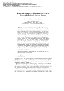 Dementia Games: A Literature Review of Dementia