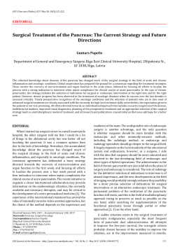 Surgical Treatment of the Pancreas: The Current Strategy and