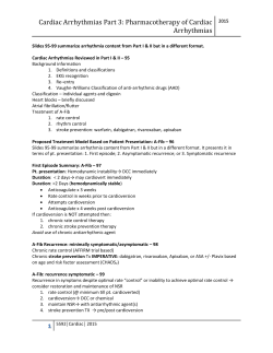 Cardiac Arrhythmias Part 3: Pharmacotherapy of