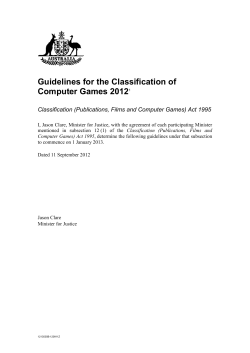 Guidelines for the Classification of Computer Games 2012 Guideline