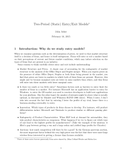 Two-Period (Static) Entry/Exit Models