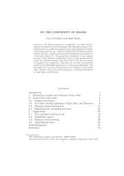 ON THE COMPLEXITY OF BRAIDS Contents Introduction 1 1