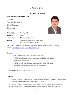 In the name of God - Shiraz University Chemistry Department