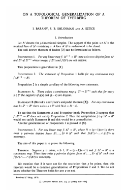 on a topological generalization of a theorem of tverberg