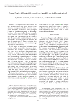 Does Product Market Competition Lead Firms to Decentralize?