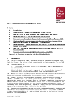 UKCAT Consortium Complaints and Appeals Policy Contents 1