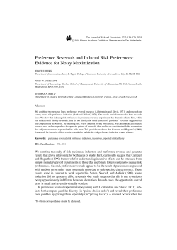 Preference Reversals and Induced Risk Preferences: Evidence for