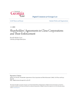 Shareholders` Agreements in Close Corporations and Their