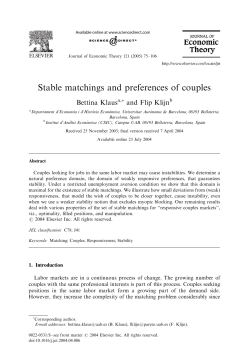 Stable matchings and preferences of couples