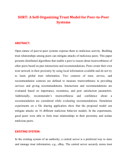 SORT: A Self-Organizing Trust Model for Peer-to