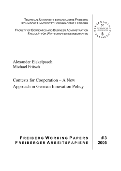 Contests for Cooperation &ndash; A New Approach in German Innovation