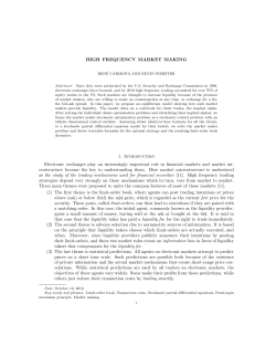 HIGH FREQUENCY MARKET MAKING 1