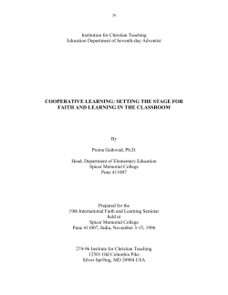 cooperative learning: setting the stage for faith and learning in the