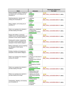 Item Answers Standards Alignment for Item Playing basketball