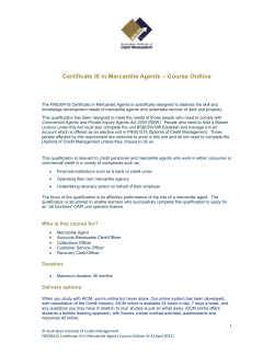 Certificate III in Mercantile Agents &ndash; Course Outline