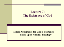 Lecture 7: Arguments for God`s Existence
