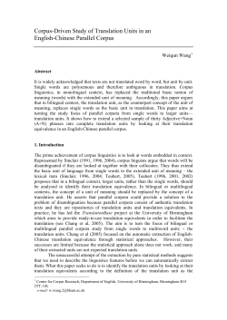 Corpus-Driven Study of Translation Units in an English