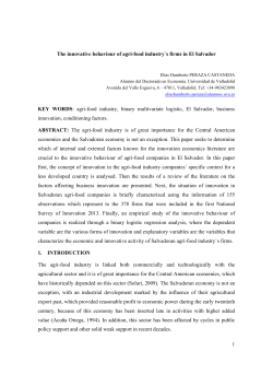 The Innovative Behaviour of Agri-Food Industry`s Firms in El Salvador