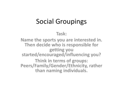 Social Groupings