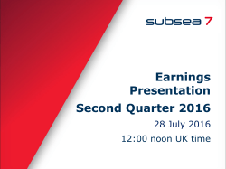 Earnings Presentation Second Quarter 2016