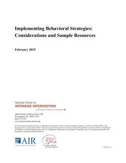 Implementing Behavioral Strategies: Considerations and Sample