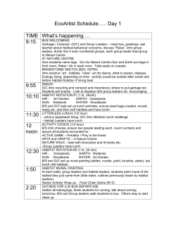 EcoArtist Schedule - The da Vinci Program