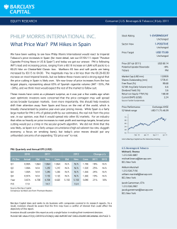 PHILIP MORRIS INTERNATIONAL INC. What Price War? PM Hikes
