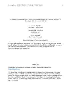 Running head: OVERESTIMATED EFFECTS OF VIOLENT GAMES