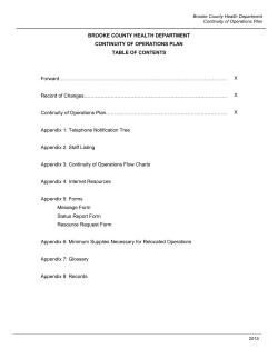 Brooke Co. HD COOP Plan - Brooke County Health Department