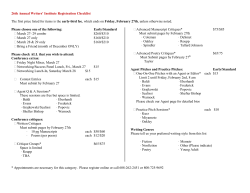 26th Annual Writers` Institute Registration Checklist The first price