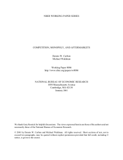 Competition, Monopoly, and Aftermarkets