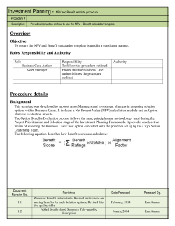 NPV and Benefit template procedure V1.2