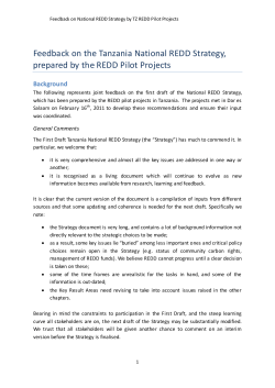 Feedback on the Tanzania National REDD Strategy, prepared by