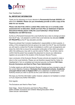 Actions for Headteachers - Exclusions