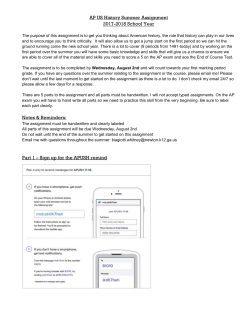 AP US History Summer Assignment 2017