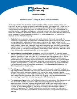 Statement on the Quality of Theses and Dissertations