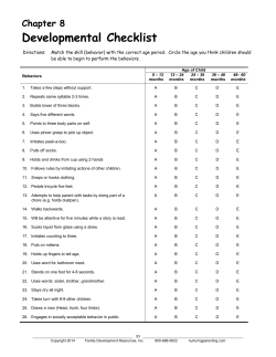 Developmental Checklist - Nurturing Parenting Programs