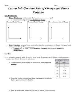 Name: Date: Lesson 7-4: Constant Rate of Change and Direct